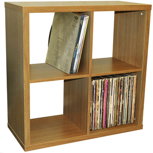 CUBE - 4 Cubby Square Display Shelves Vinyl LP Record Storage - Oak - Oak by Watsons