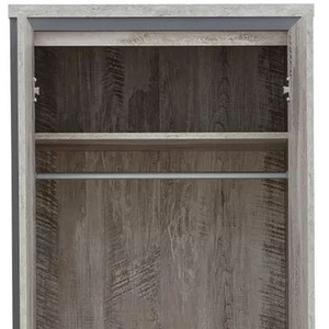 Oak 3 Piece Set 2 Door Wardrobe 4 Drawer Cabinet Bedside Table - Grey by Wyld and Coco