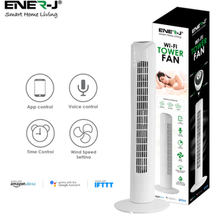 Smart Wi-Fi Tower Fan - White by EnerJ Smart