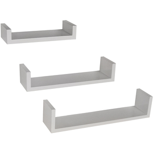 Wall Mounted Floating Gloss Display Storage Shelves - Set of 3 - White - White by Watsons