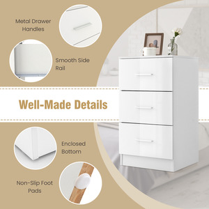 2 Pack Night Stand Storage Organizer - White by Costway