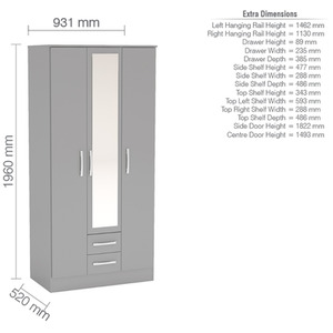 Wooden 4 Piece Furniture Set Wardrobe Chest of Drawers Bedsides Lynx - Grey by Birlea