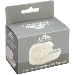 Set of 3 Clear Tape Dispensers with Tape Rolls