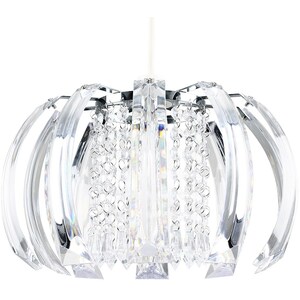 Ceiling Shade In Chrome Finish With Clear Acrylic Droplets - Silver by ValueLights