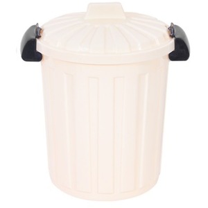 Cream Clip Top Storage Bin 25L Medium Waste Paper Bin Toy Storage Pet Food Tub - Cream by RSW