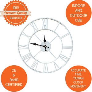 Silent Open Face Large Wall Clock White - White / 40cm by Klass Home Collection