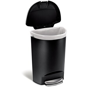 simplehuman 50L semi-round pedal bin black plastic by Simplehuman