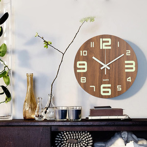 Luminous Silent Thin-Profile Wall Clock - Brown by Livingandhome