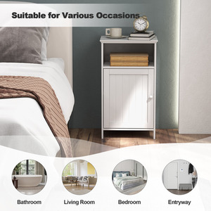 Bathroom Floor Cabinet Single Door Side Cabinet - White by Costway