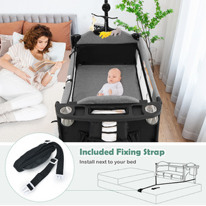5-in-1 Baby Bassinet Bedside Sleeper - Black by Costway
