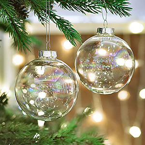 5 Pack Rainbow Glass Ornament Balls for Christmas Tree Decor - Clear by Livingandhome