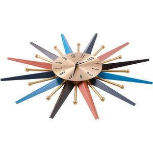 Large Metal Starburst Decorative Wall Clock - Multicolour / 70cm by Livingandhome