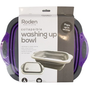 Collapsible Washing Up Bowl and Chopping Board - Purple by Roden