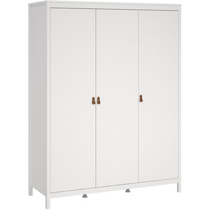 Barcelona 3 Piece Bedroom Set - White / 1 x 2-drawer bedside, 1 x 5-drawer chest of drawers and 1 x 3-door wardrobe