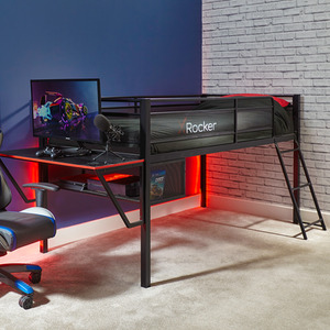 X Rocker Sanctum Mid Sleeper Bed and Desk - Black by X Rocker