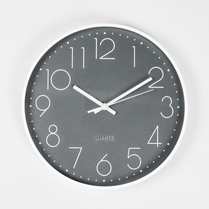 Round Analogue Wall Clock - Grey by OHS