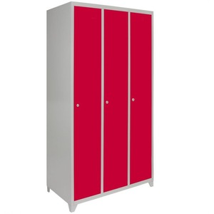 Metal Storage Lockers - Three Doors Wide, Red - Red by Monstershop