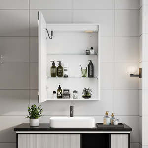 Anti Fog LED Dimmable Mirror Cabinet With Shaver Socket - White / 50cm by Livingandhome