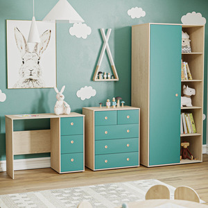 Neptune 3 Piece Bedroom Set - Desk, 5 Drawer Chest, Wardrobe by Vida Designs