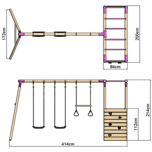 Wooden Swing Set with Trapeze, Climbing Wall and Monkey Bars - Comet by Rebo