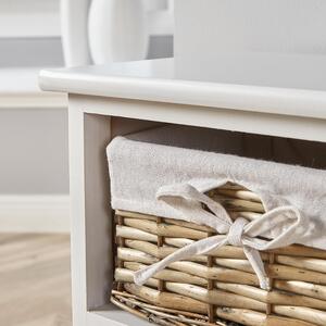 Home Source Lichfield 3 Willow Basket Drawer Chest Storage Unit - White by Home Source