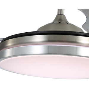 Round LED Ceiling Fan Light with Retractable Blades - Brushed Nickel by Livingandhome