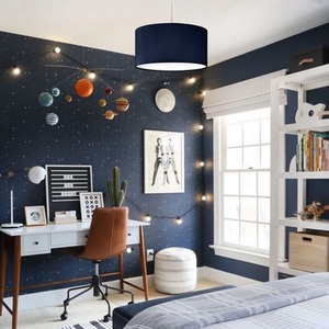 CGC LUCIA Fabric Ceiling Lamp Shade With Frosted Diffuser - Navy Blue by CGC Lighting