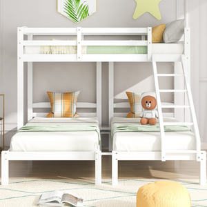 Bunk Bed with Side Ladder for Triple Sleeper - White by Abrihome