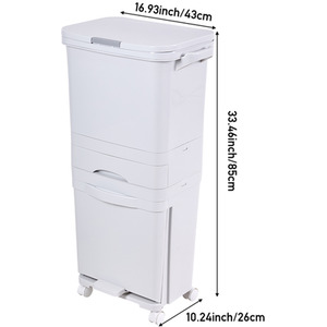 Lifeideas 3 Tier Kitchen Waste Separation Bin with Inner Bucket - White / Single Bin by lifeideas
