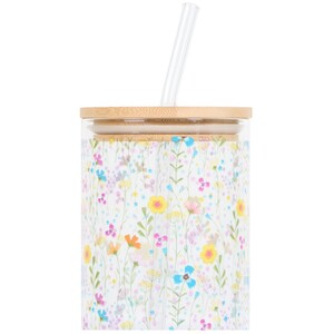 In Bloom Drinking Jar with Straw - Multicolour