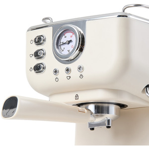 Retro Coffee Espresso Machine with Latte Milk Frother - Cream-coloured by Livingandhome