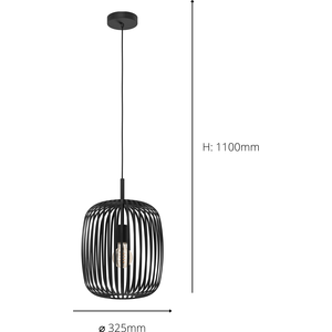 Eglo Romazzina Black Caged Modern Pendant Light - Black by EGLO