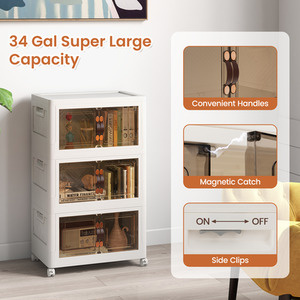 3-Tier Stackable Storage Bins - White by Costway