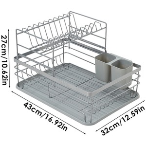 Kitchen Dish Drainer with Draining Board - Silver Grey by lifeideas
