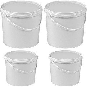 2 x White 5 Litre Plastic Buckets With Tamper Evident Push On Lids - White by STORM TRADING GROUP