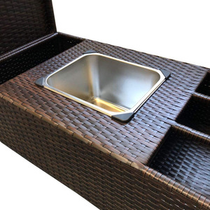 Rattan Serving Trolley Cart Bar Cart on Wheels with Removable Ice Bucket - Brown by Furniture One