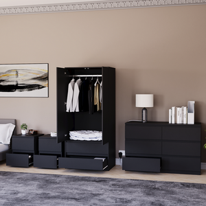 Denver Bedroom Set (2 Drawer Bedside (x2), 6 Drawer Chest, 2 Door Wardrobe) by Vida Designs