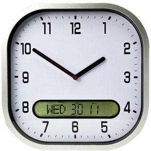 Clear Time Day Date Wall Clock - White by Lifemax