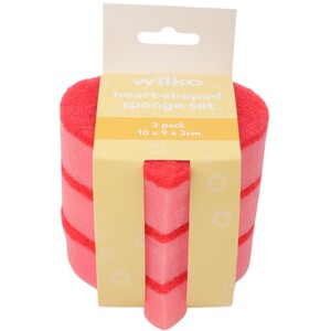 Pack of 3 Heart Shaped Sponges - Pink