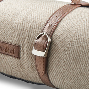 Picnic Blanket with Faux Leather Carry Handle - Beige / 180cm by VonShef