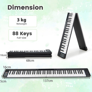Foldable 88-Key Digital Piano - Black by Costway