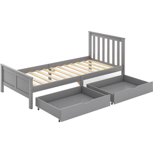 Wooden Solid Pine Storage Bed - Grey by Abrihome
