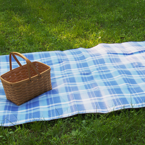 Blue Tartan Travel Picnic Blanket - Blue by Garden Mile