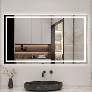 Bathroom LED Mirror with Socket Bluetooth Speaker by AicaBathroom