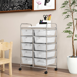 10-Drawer Storage Cart Rolling Cart - Clear by Costway