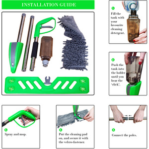 Spray Mop With Microfibre Cloth - Green by Roseley