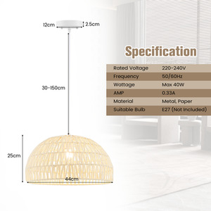 Costway Paper Pendant Light Fixture Dome Ceiling Light - Beige by Costway