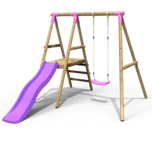 Wooden Swing Set with Slide by Rebo