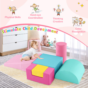 6 Pieces Climb and Crawl Activity Playset - Pink by Costway