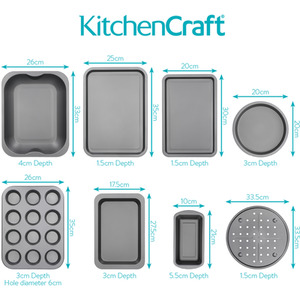 KitchenCraft Baking Trays Set of 8 - Grey by KitchenCraft